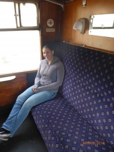 Nicole in the train at Llangollen